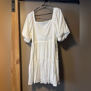 White Puff Sleeve Dress